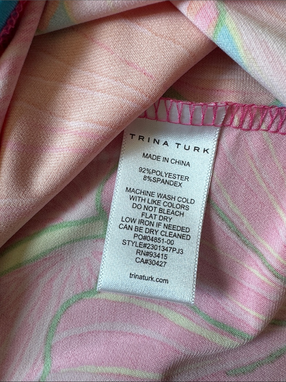 Trina Turk Floral Shift Dress Women’s XL Pink Orange Tropical Designer Resort - Picture 5 of 6